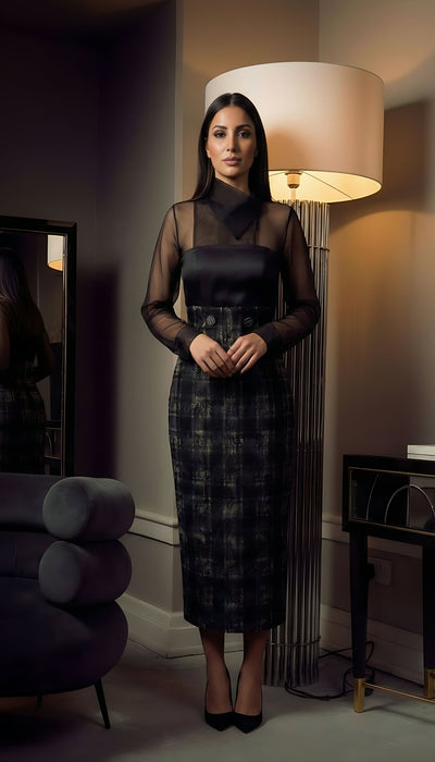 Noir Velvet High-Low Gown: Architectural Ruffle Hem with Crystal Starburst Waist