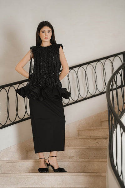 Embellished Peplum Midi Dress