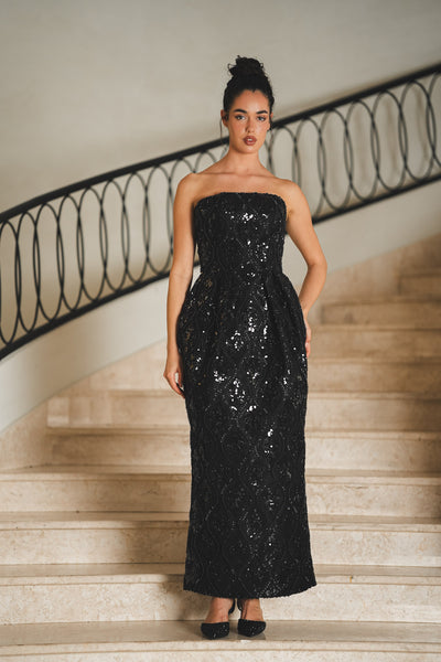 Strapless Geometric Embellished Dress