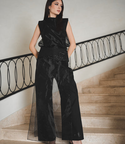 Embellished Waist Organza Pant Set