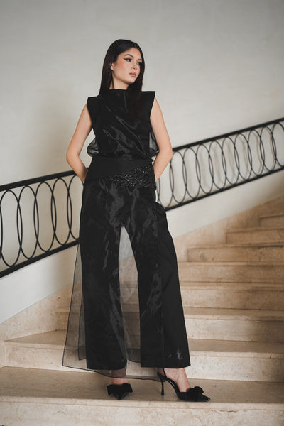 Embellished Waist Organza Pant Set