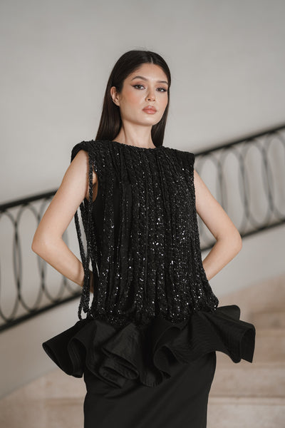Embellished Peplum Midi Dress