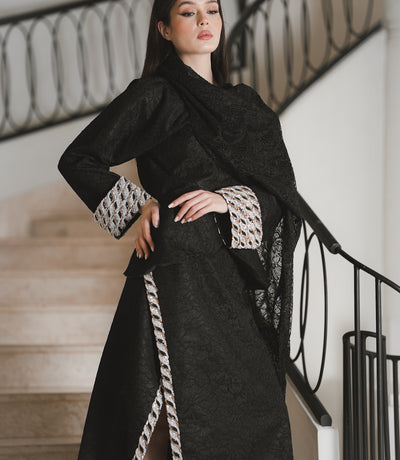 Chain-Detail Draped Top & Skirt Set