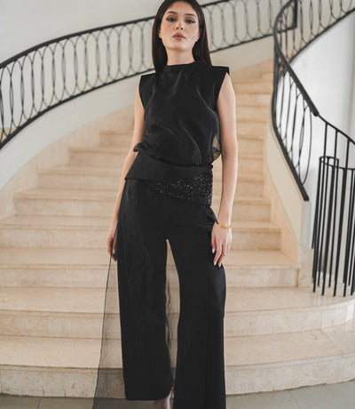 Embellished Waist Organza Pant Set