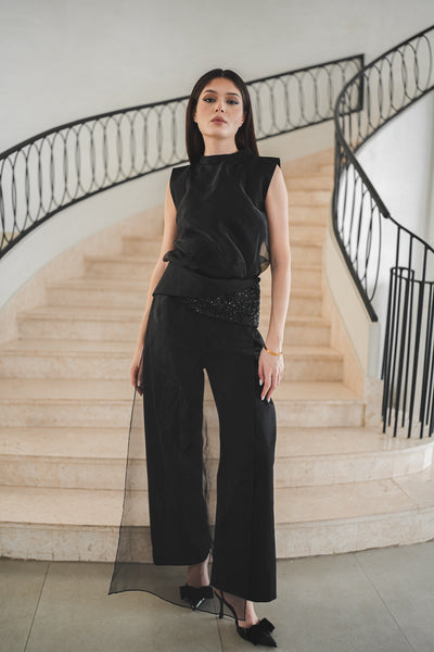 Embellished Waist Organza Pant Set
